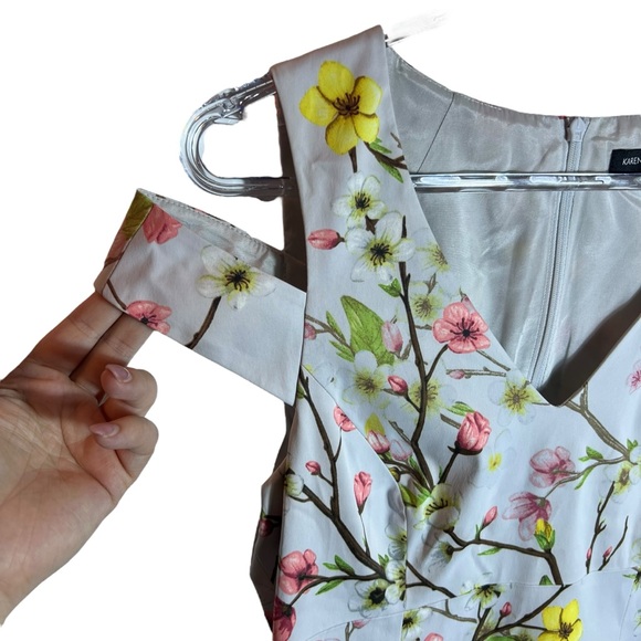 Karen Millen Blossom Print Floral Pencil Dress in Pale Blue, US Size 8 - Picture 4 of 8